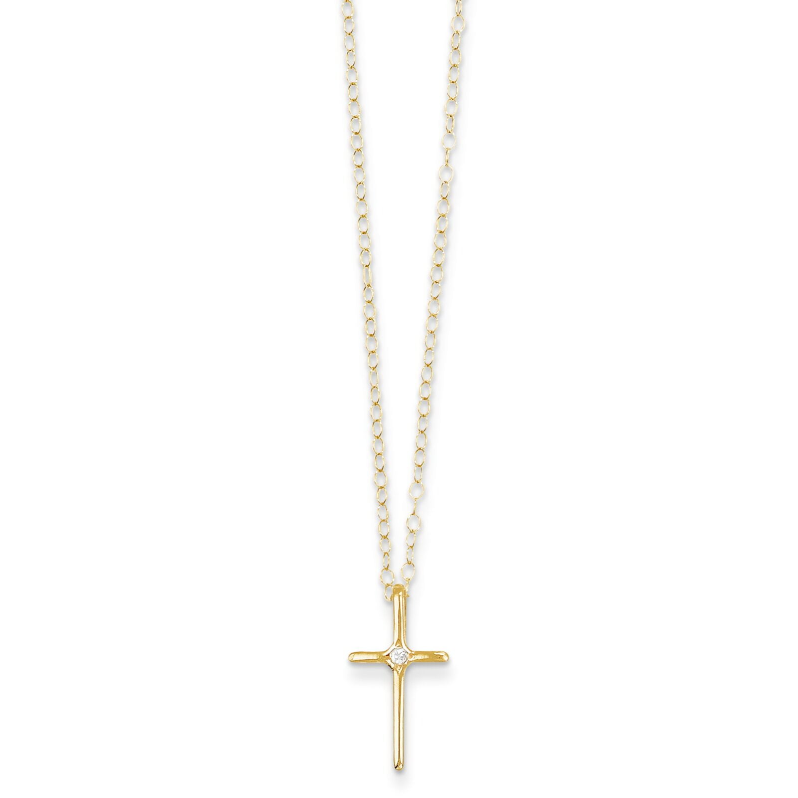 14Y Gold Children's Cross Pendant Necklace 15